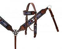 11038 beaded inlay headstall and breast collar