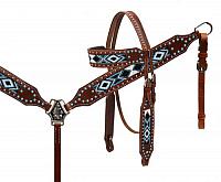 11041 beaded inlay headstall and breast collar