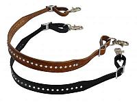 11058 1.25" wide leather wither strap with crystal studs