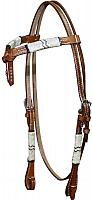 12731 Double stitched leather futurity knot headstall with rawhide braiding