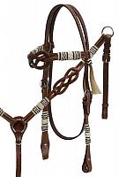 12927 Celtic knot headstall and breast collar set with rawhide braided accents