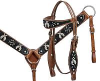 13013 Crossed guns headstall and breast collar set
