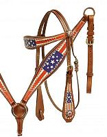 13046 American Patriot headstall and breast collar set