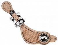 1774933 Ladies size waffle pattern tooled leather spur straps