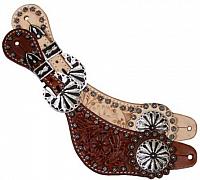 175045 women's size floral tooled leather spur straps