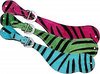 175247 Printed cowhide colorful hair on hide spur strap in today's trendy zebra print colors
