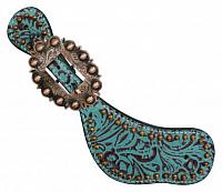 175499 Ladies Size Leather Spur Straps with Filigree Print
