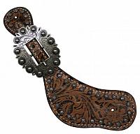 175500 Ladies Size Leather Spur Straps with Filigree Print