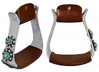 175675 Light weight polished aluminum stirrups with candy button conchos