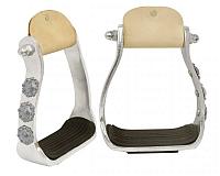 175683 Light weight polished aluminum stirrups with engraved conchos