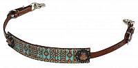 175889 Teal and brown Navajo diamond print wither strap