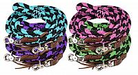 19092 8ft braided nylon barrel reins with scissor snap ends