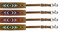 19208 Medium leather wither strap with beaded inlay