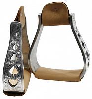 221363 aluminum polished engraved stirrups with cut out poker design