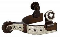 2581422 toddler size antique brown steel silver show spur with cut out stars