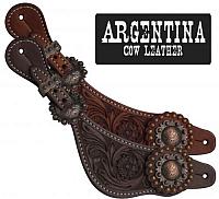 30657 Ladies Size Argentina Cow Leather Copper Concho Spur Straps