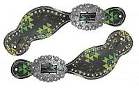 30729 Ladies size spur straps with Navajo diamond design