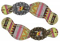 30730 Ladies size spur straps with multi color aztec design
