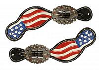 30731 Hand painted American flag spur straps.