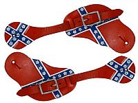 30778 Men's size  hand painted Rebel flag spur straps