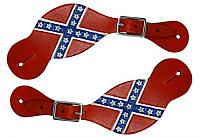 30779 Ladies size  hand painted Rebel flag spur straps