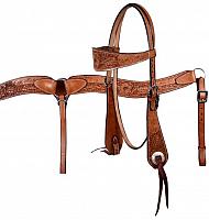 609 double stitched leather wide browband headstall and breast collar set