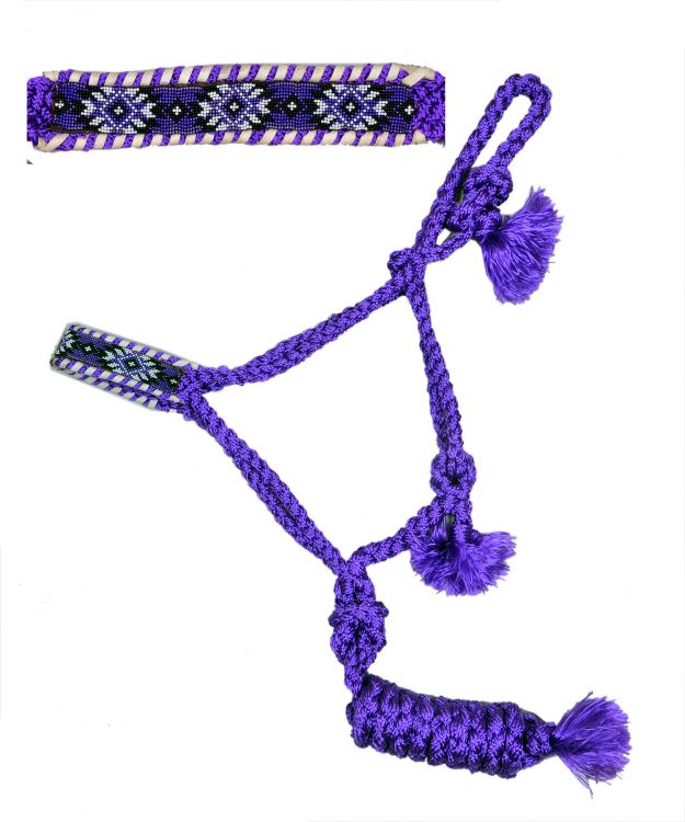 722766 purple mule tape halter with beaded noseband