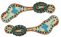 850235 hand painted spur straps with Celtic cross