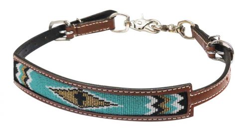 19314 teal black gold beaded wither strap