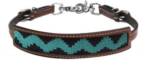 19315 black/teal beaded wither strap
